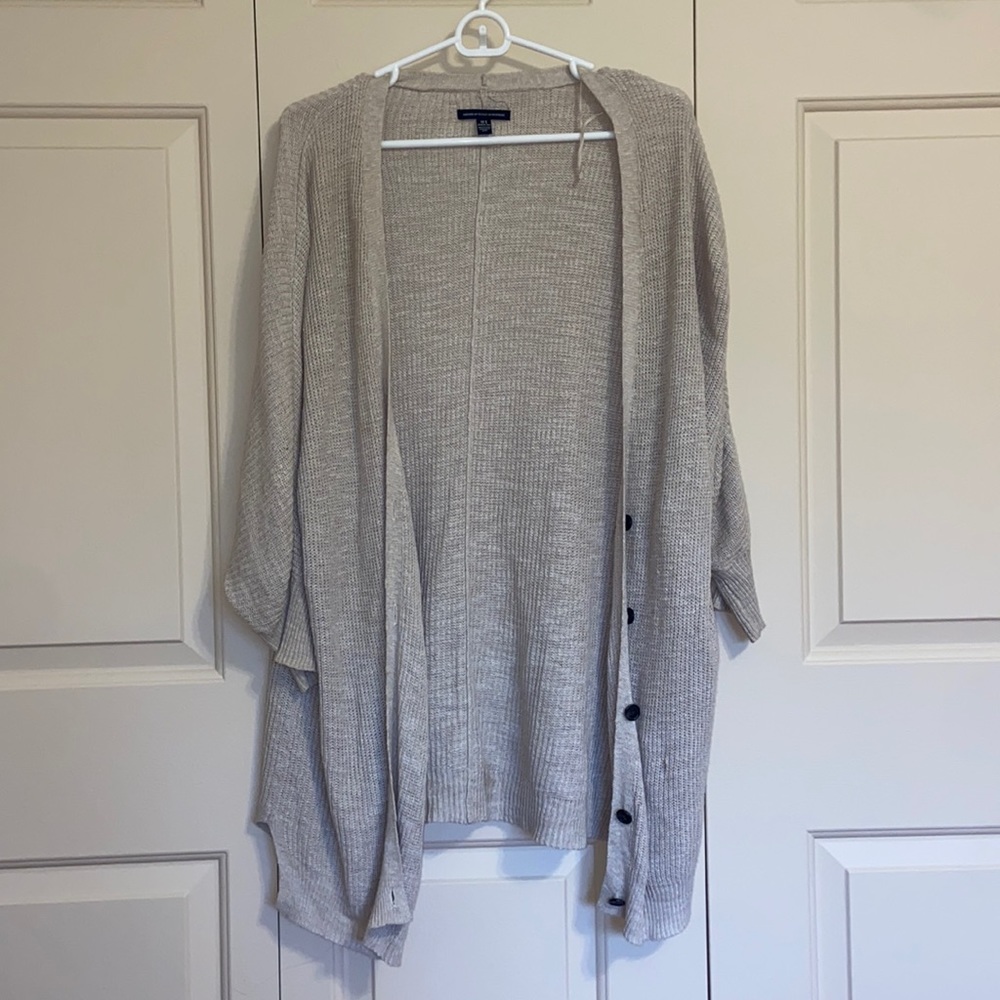 American Eagle Grey / Beige Cardigan with Buttons